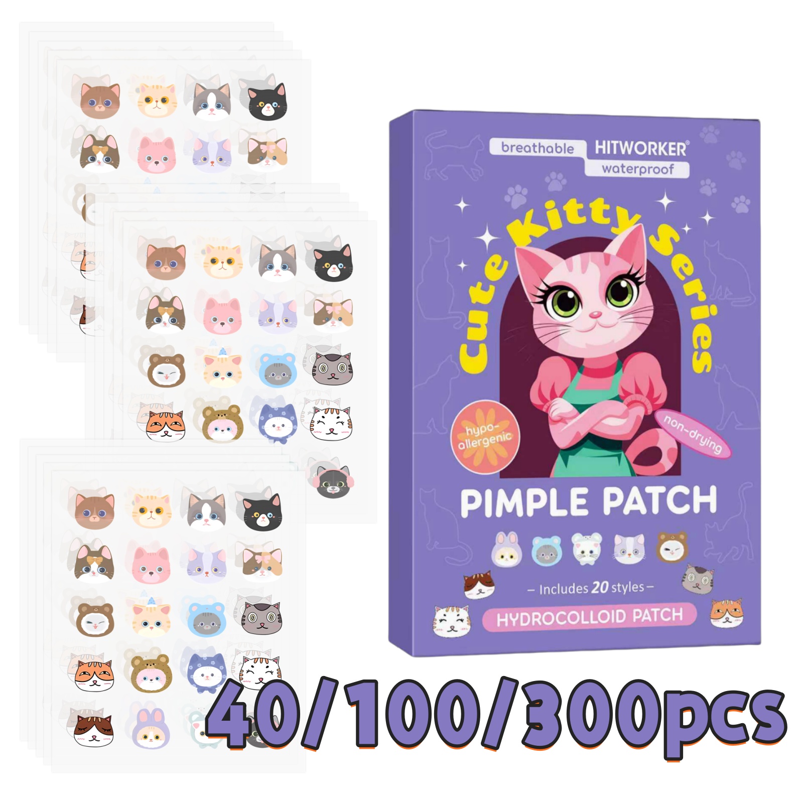 40/100/300pcs Cartoon Cat Acne - огляд і ціна Face Oil