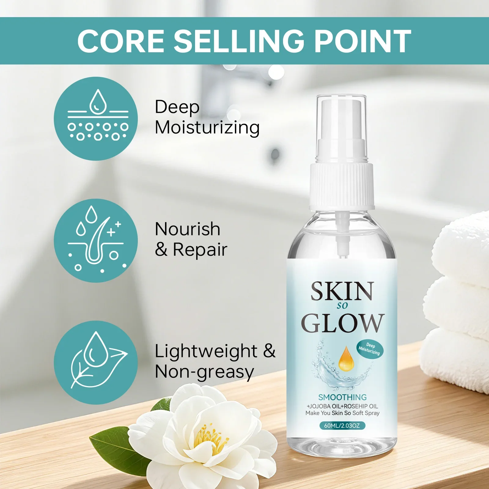 Glow Body Oil Spray 60ml with  - огляд і ціна Face Oil Rosehip